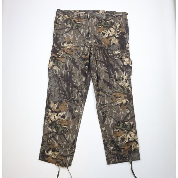 Vintage 90s Mossy Oak Camouflage Mens 2XL Distressed Wide Leg Cargo Pants USA